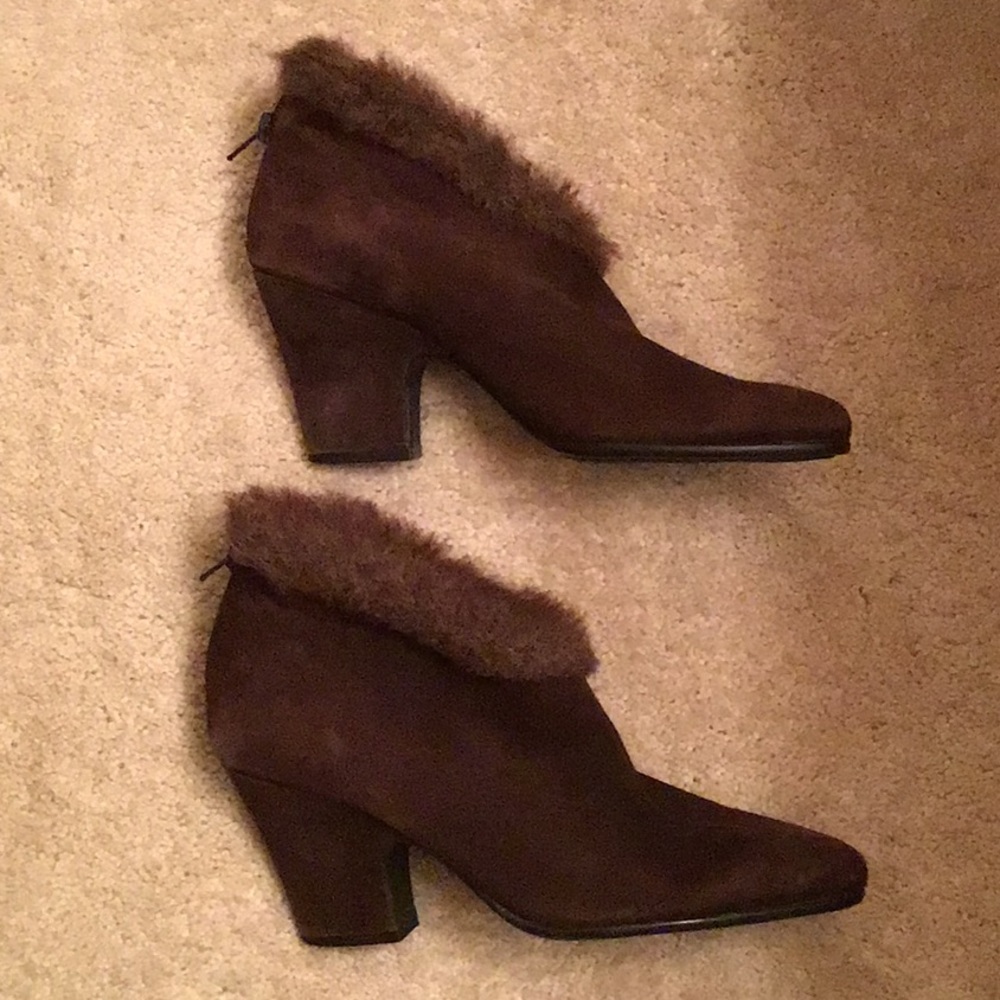 Aerosoles Brown suede fur accented boots